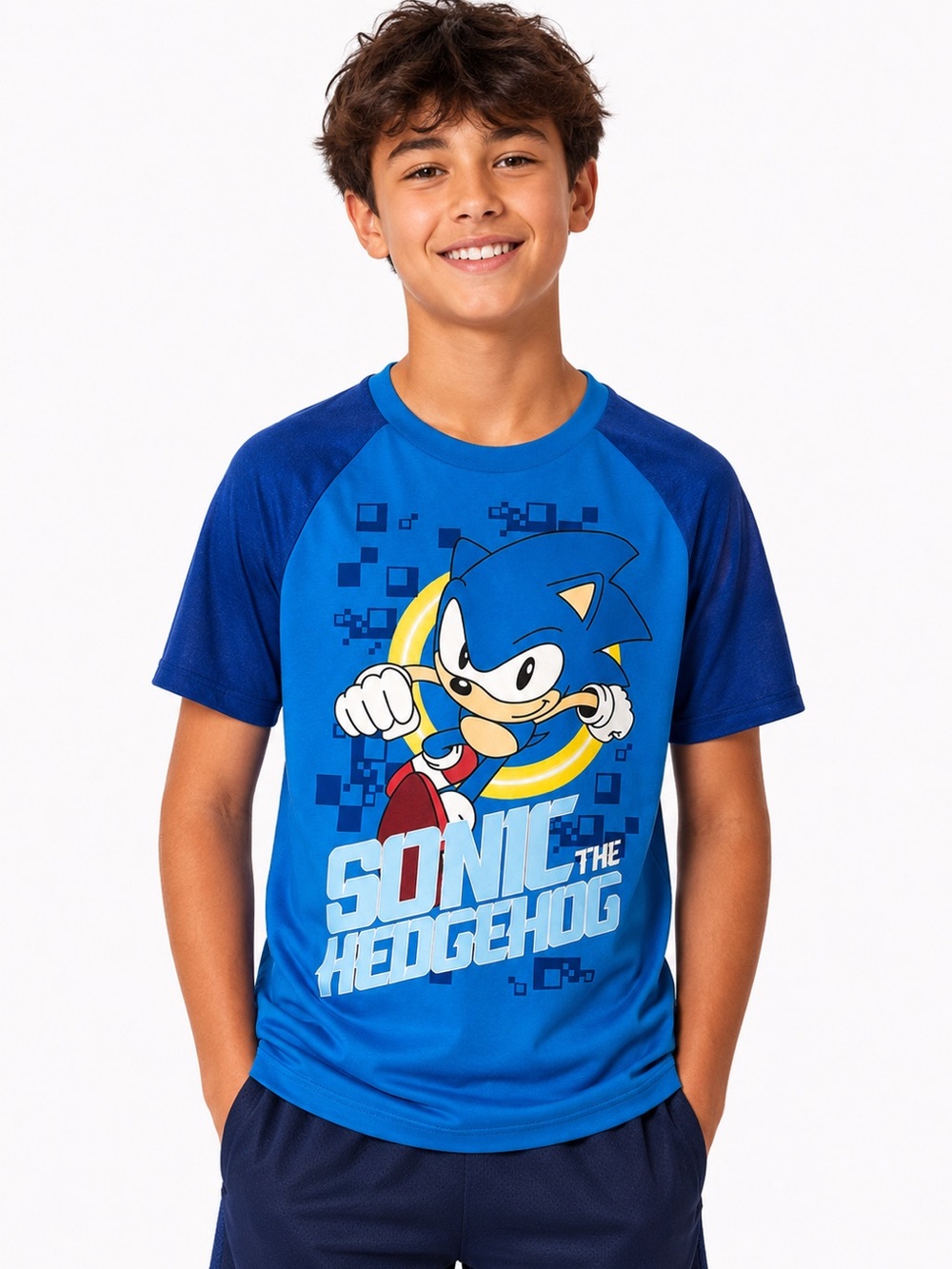 Sonic the Hedgehog Blue Performance Dri-Fit Graphic T-Shirt Boys Size 14/16